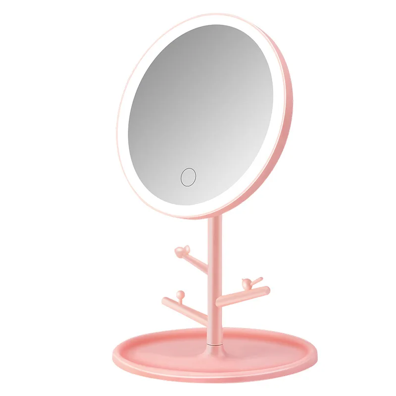 

Makeup Mirror with Light LED Cosmetic Mirrors Round Shape Desktop Vanity Mirror Double Sided Backlit Mirrors