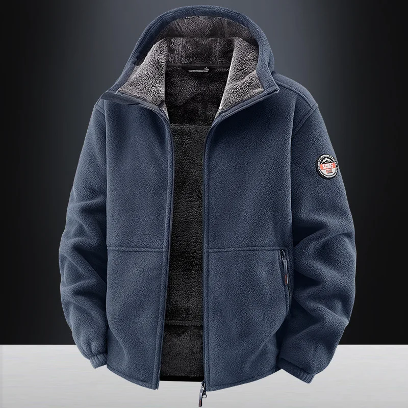 

Fleece Jacket Men Pullover Hoodie Winter Thermal Lined Thickened Coat Mens Fashion Outdoor Sports Hiking Fleece Winter Jacket
