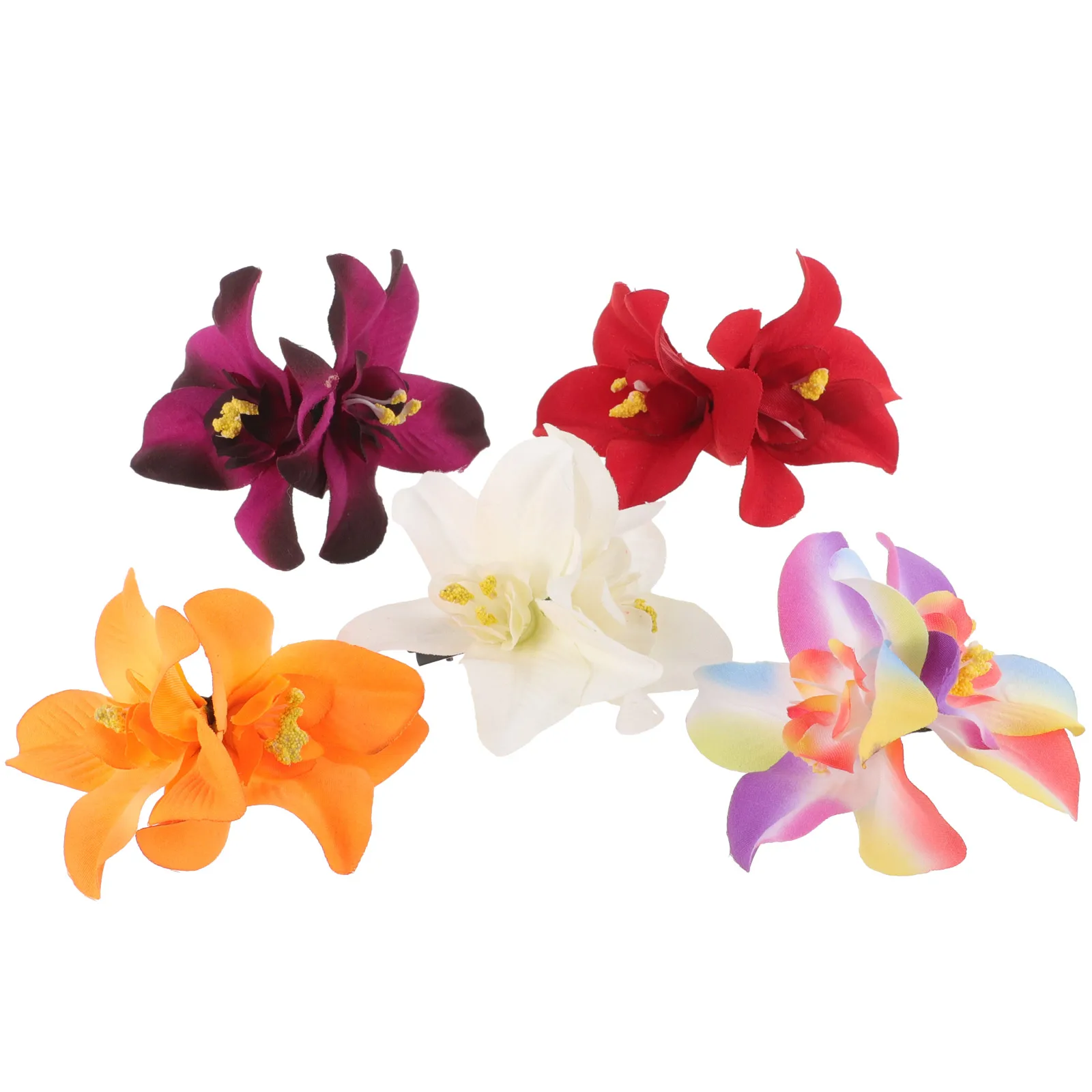 

5pcs Artificial Flower Hair Clips Sweet Girls Accessories Tropical Luau Outfit Women Hairpin Floral Hair Flowers Summer