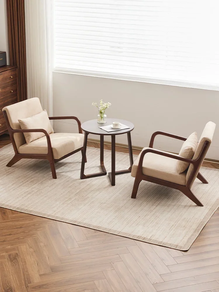 Balcony small apartment with solid wood leisure simple table and chairs three-piece set