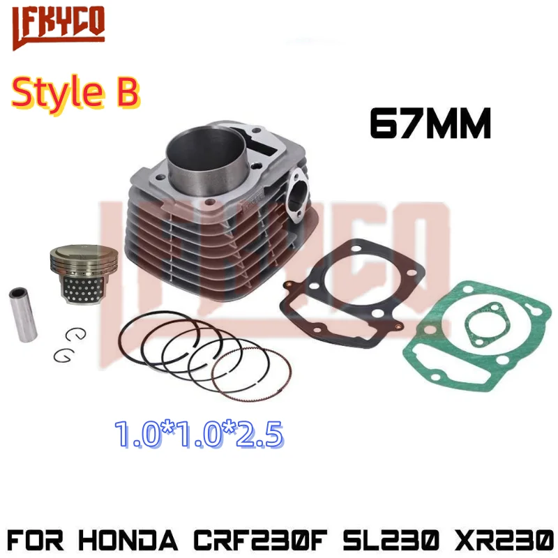 Motocyklowy zestaw uszczelek tłoka 67 mm cylindra silnika 235CC do Honda CRF 230 F CRF230F XR 230 SL230 Części wyposażenia Motoblock