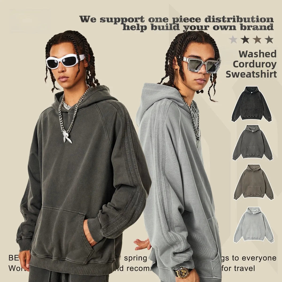 

Waed Pure Cotton Basic Loose Fit Men's Hoodie Autumn Winter Thiened Cotton Sweatirt with Collar Color No Brand