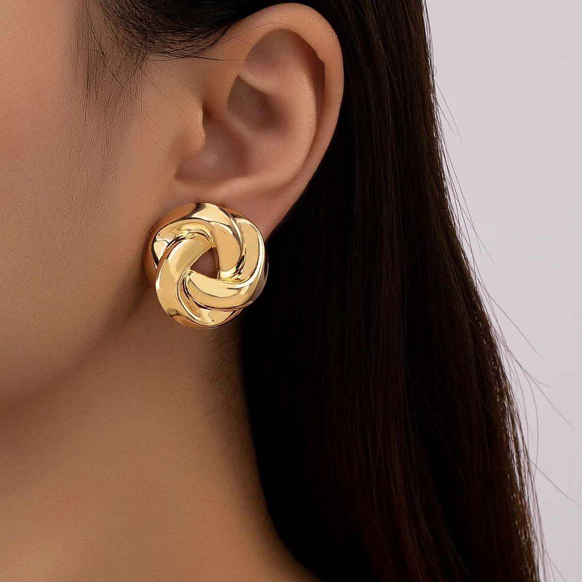 Earrings circle geometric twisted multi-layer twisted metal fashionable all-match ladies simple earrings banquet gift