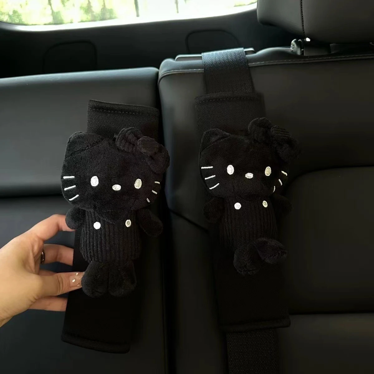 New Hello Kitty Plush Car Safety Seat Belt Shoulder Cover Kawaii Sanrios Creative Car Shoulder Padding Pad Interior Decor Gifts