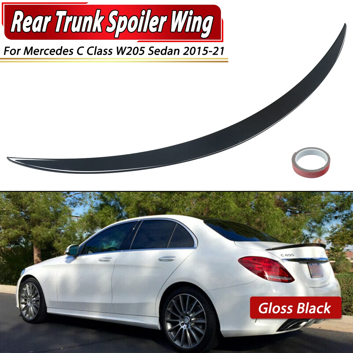 Heckspoiler Ducktail Spoiler Dachflügel für Mercedes-Benz C-Klasse W205 C63 C43 C180 C200 C260 4-Türer Limousine 2015-2021