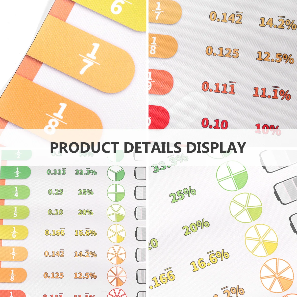 Creative Educational Poster For Early Learning Waterproof Reusable Fraction Wall Chart Preschool Teaching