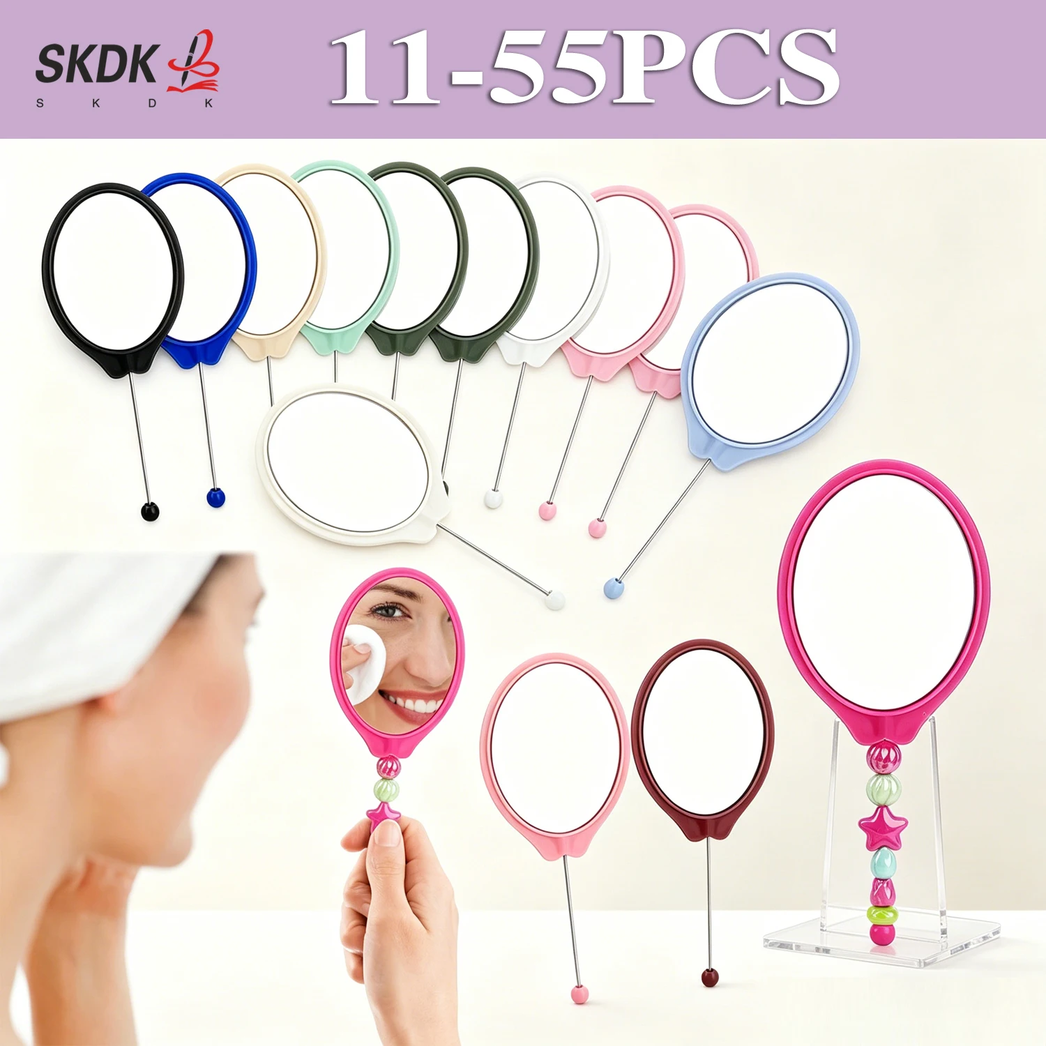 11-55pcs-bead-bookmark-mirror-two-use-reading-clip-makeup-mirror-for-women-diy-beaded-oval-cosmetic-mirror