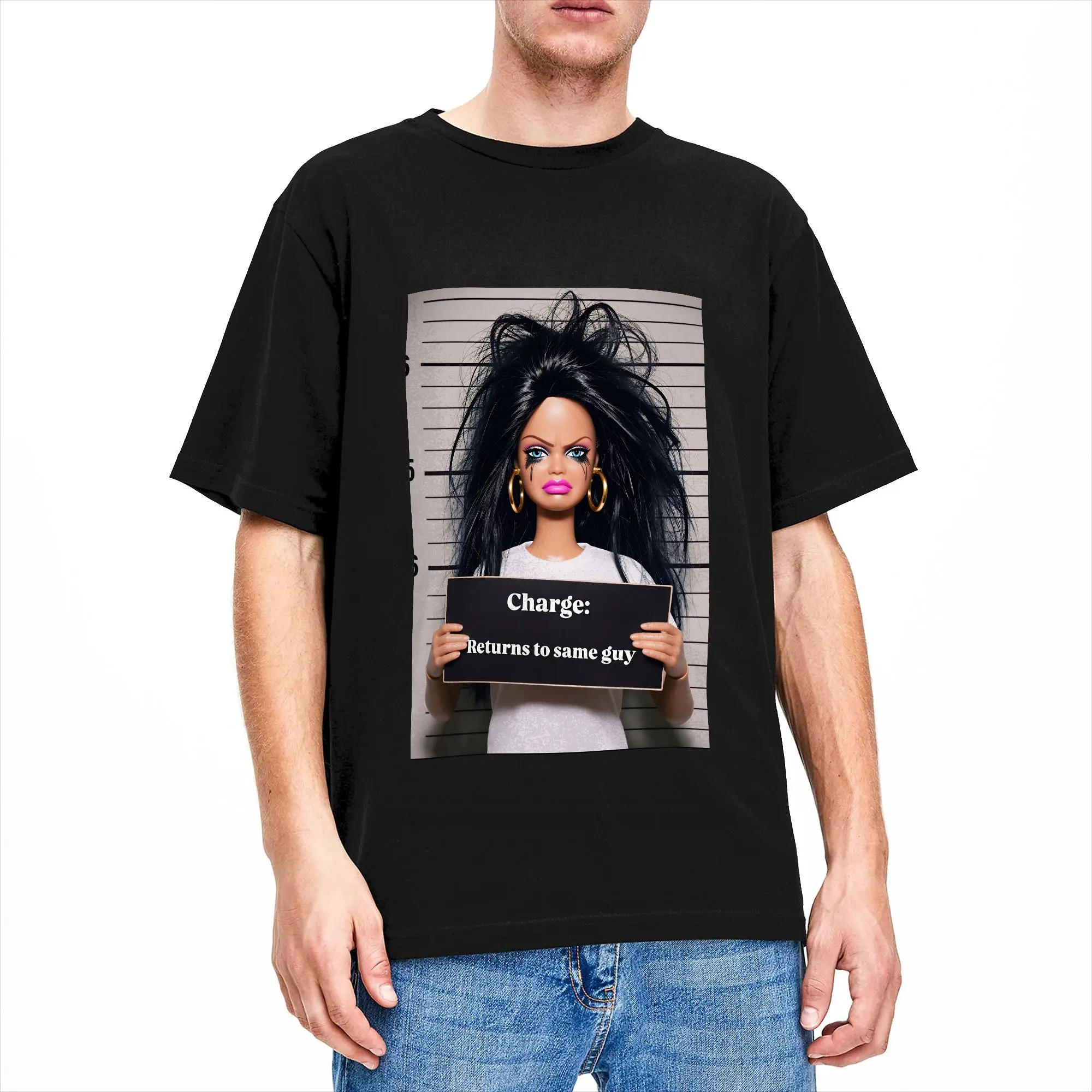 Distressed Doll Face Meme Cotton T Shirt For Adult Summer  Y2K Funny T Shirts Hipster Tee Shirt Oversized Cheap Tops