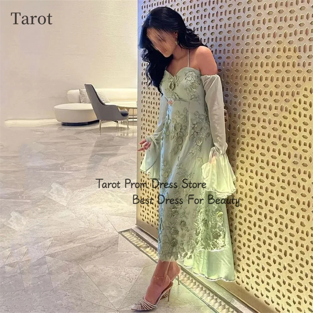 Tarot Exquisite Lace Evening Dress Long Chiffon Sleeve A-Line Sweetheart Formal Prom Party Dress Saudi Arabia vestidos de festa