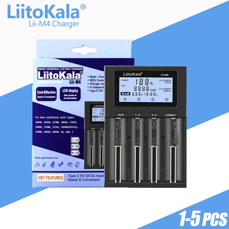 LiitoKala Lii-PD4 Lii-S8 Lii500s Lii600 battery Charger for 18650 26650 21700 18350 AA AAA 3.7V/3.2V/1.2V/ lithium NiMH battery