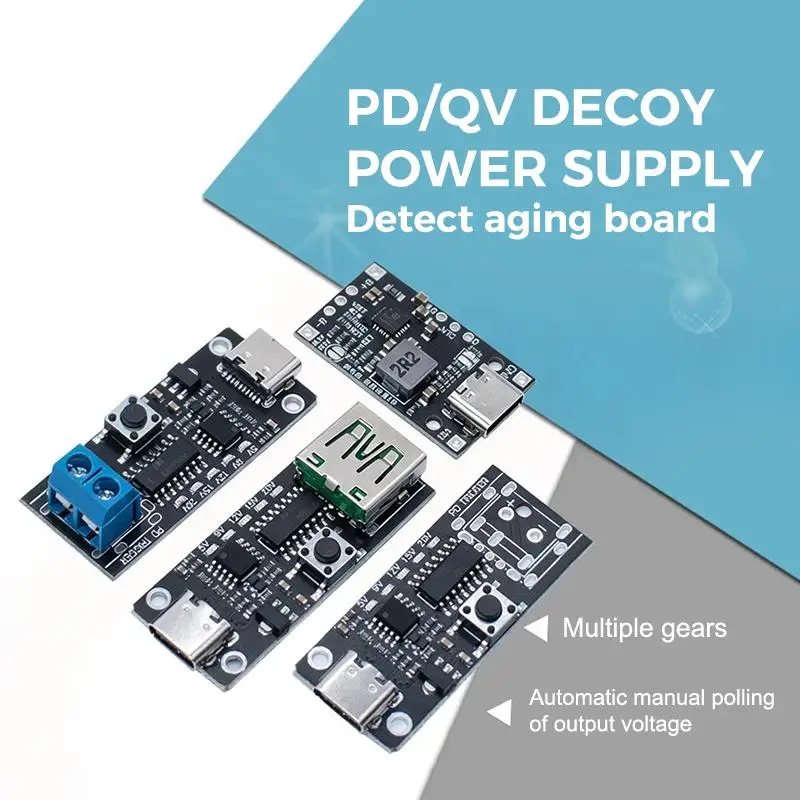1Pcs PD QC DC 5V 9V 12V 20V Adjustable Voltage Power Trigger Module 100W 5A USB-C Fast Charge Trigger Board Module TypeC Female