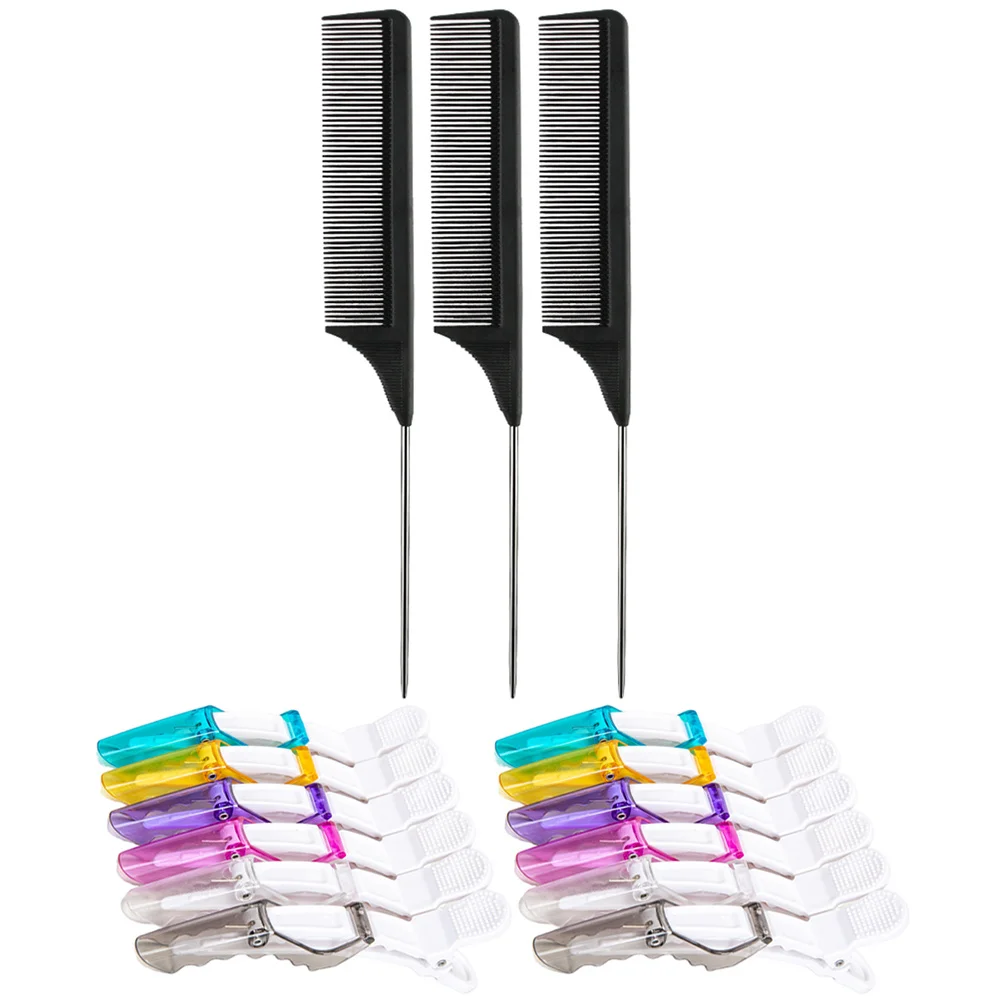 

1 комплект, антистатические зажимы для парикмахерской и расчески для хвоста, профессиональный парикмахерский инструмент для укладки, расческа для секционирования, прочные зажимы типа «крокодил»