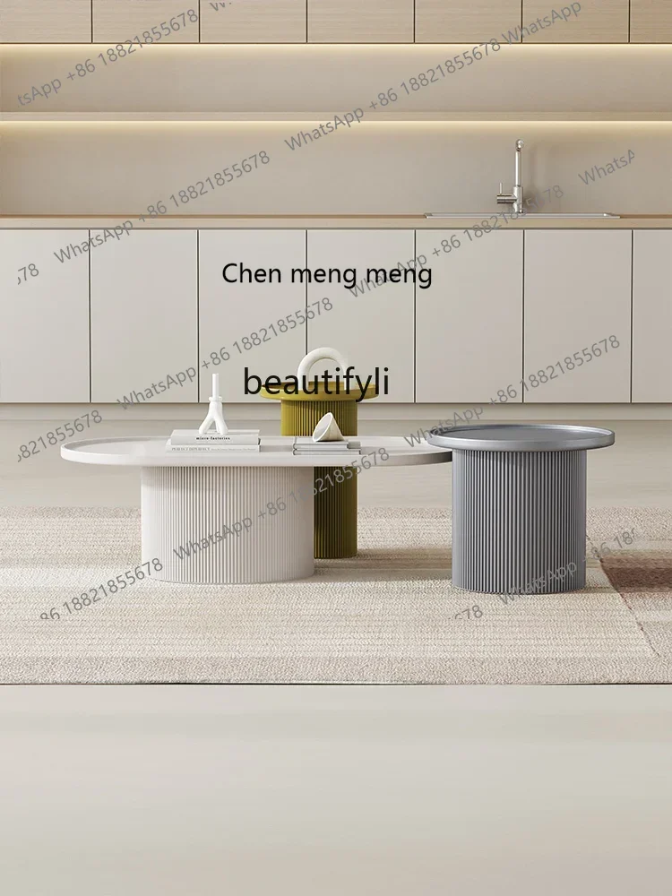 

K185 Simple Modern Living Room Home Small Apartment Oval Coffee Table Designer Creative High and Low Combination