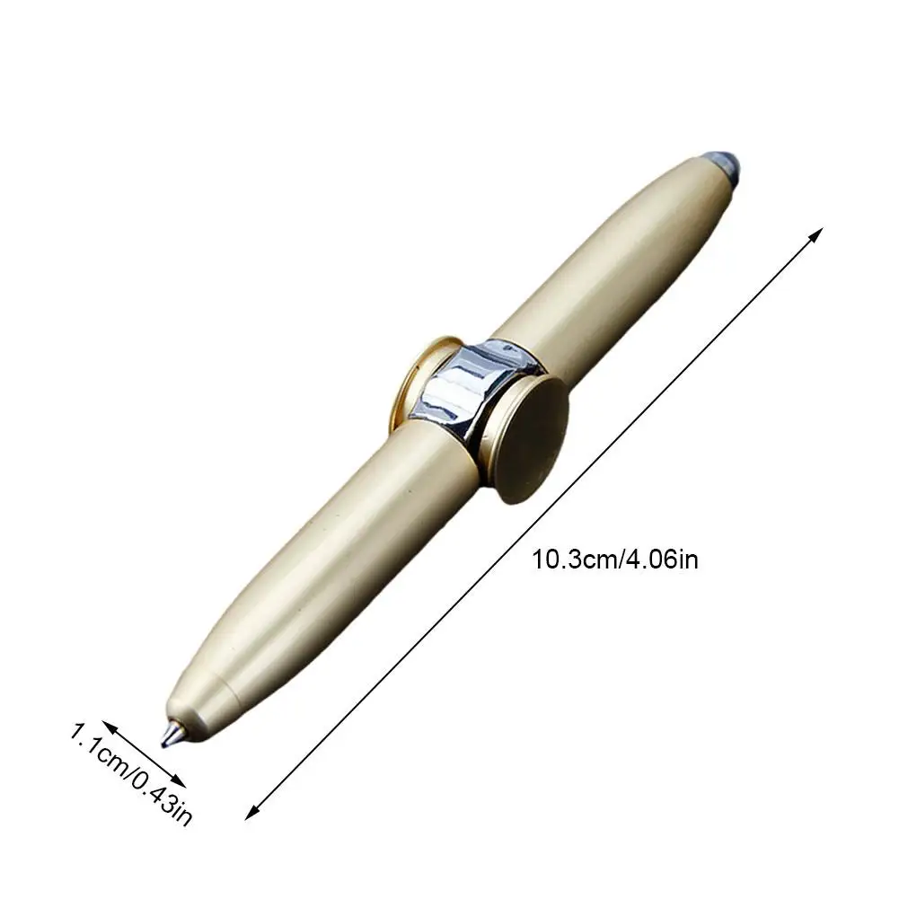 Rotuladores giratorios luminosos de Metal con luz LED, bolígrafo giratorio antiestrés para la yema del dedo