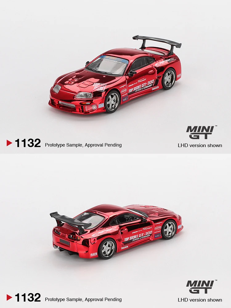 MINIGT 1/64 Toyota Supra (A80) Top Secret GT-300 Top Secret MGT01132-CH voiture en alliage véhicule moulé sous pression modèle en métal enfants jouets garçons