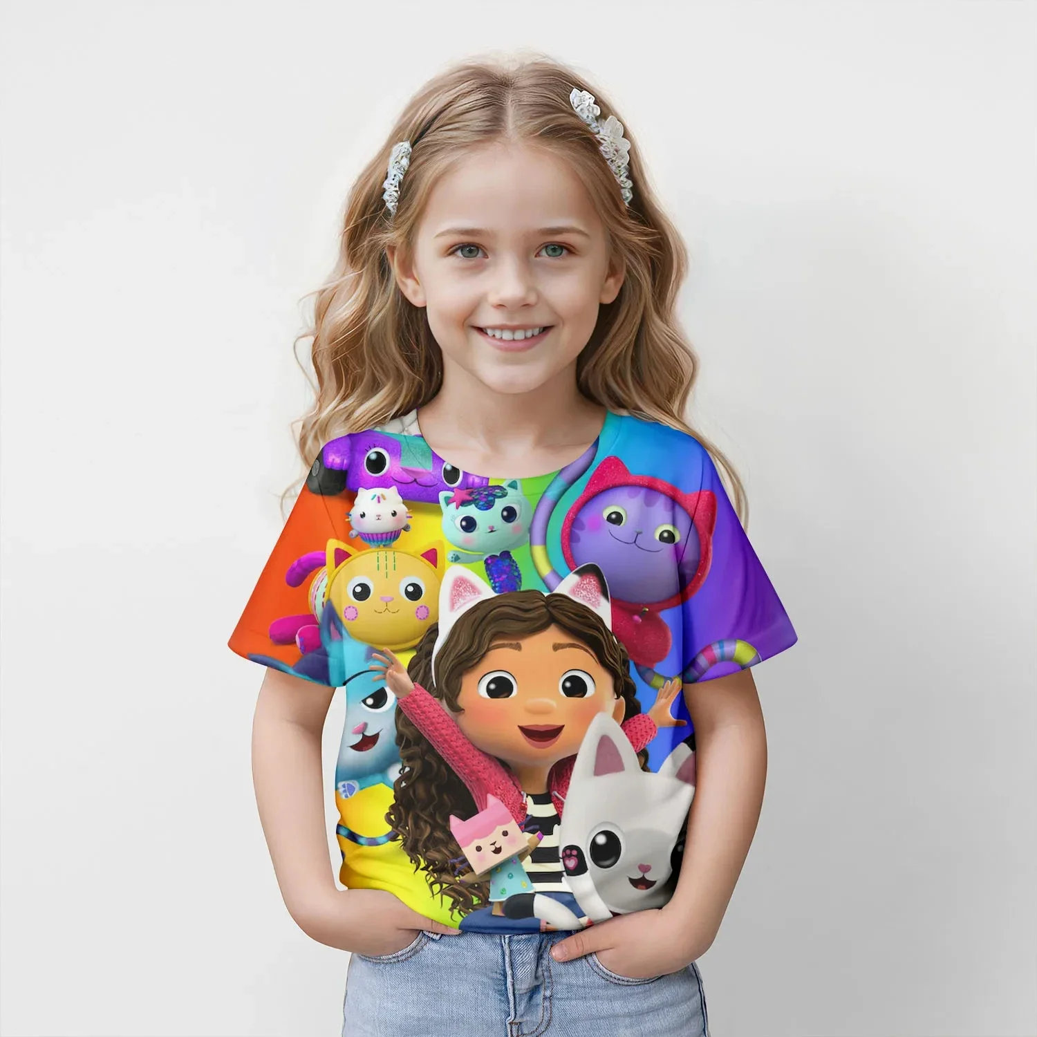 

New Kids Cartoon Gabbys Dollhouse Tops Tees 3D Print T-shirt Children Casual Short Sleeve Clothing Girls Sports Streetwear