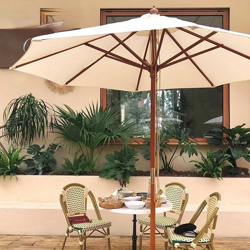 Umbrella outdoor courtyard balcony solid wood column villa balcony garden outdoor  swimming pool sun