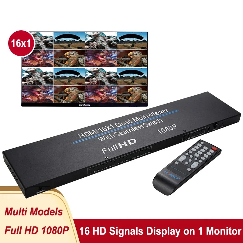 1080P 16x1 HDMI Multiviewer 8 10 16 Screen Segmentation Seamless Switch Multi Screen Splitter 4x1 Quad Multiviewer Game PC To TV