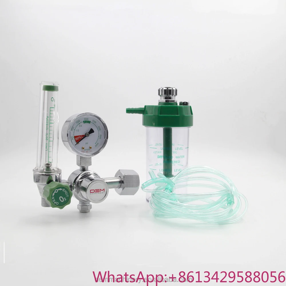 

DEM SR0190M 3000psi CGA540 Preset O2 Medical Oxygen Flowmeter Gas Pressure Cylinder Regulator with Humidifier