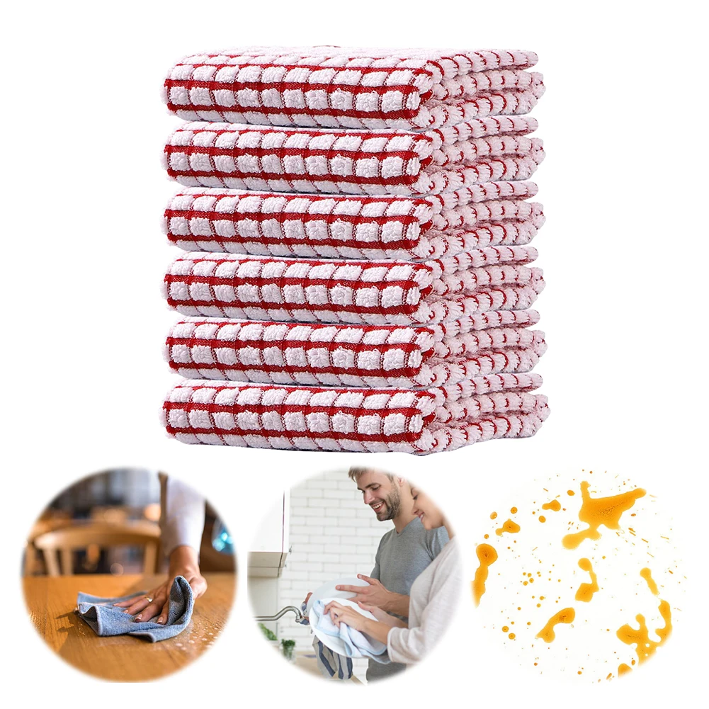 Absorbent Hand Towels Cotton Yarn Plaid Pattern Towels Quick Drying Checkered Decorative Towels for Bathroom Decoration