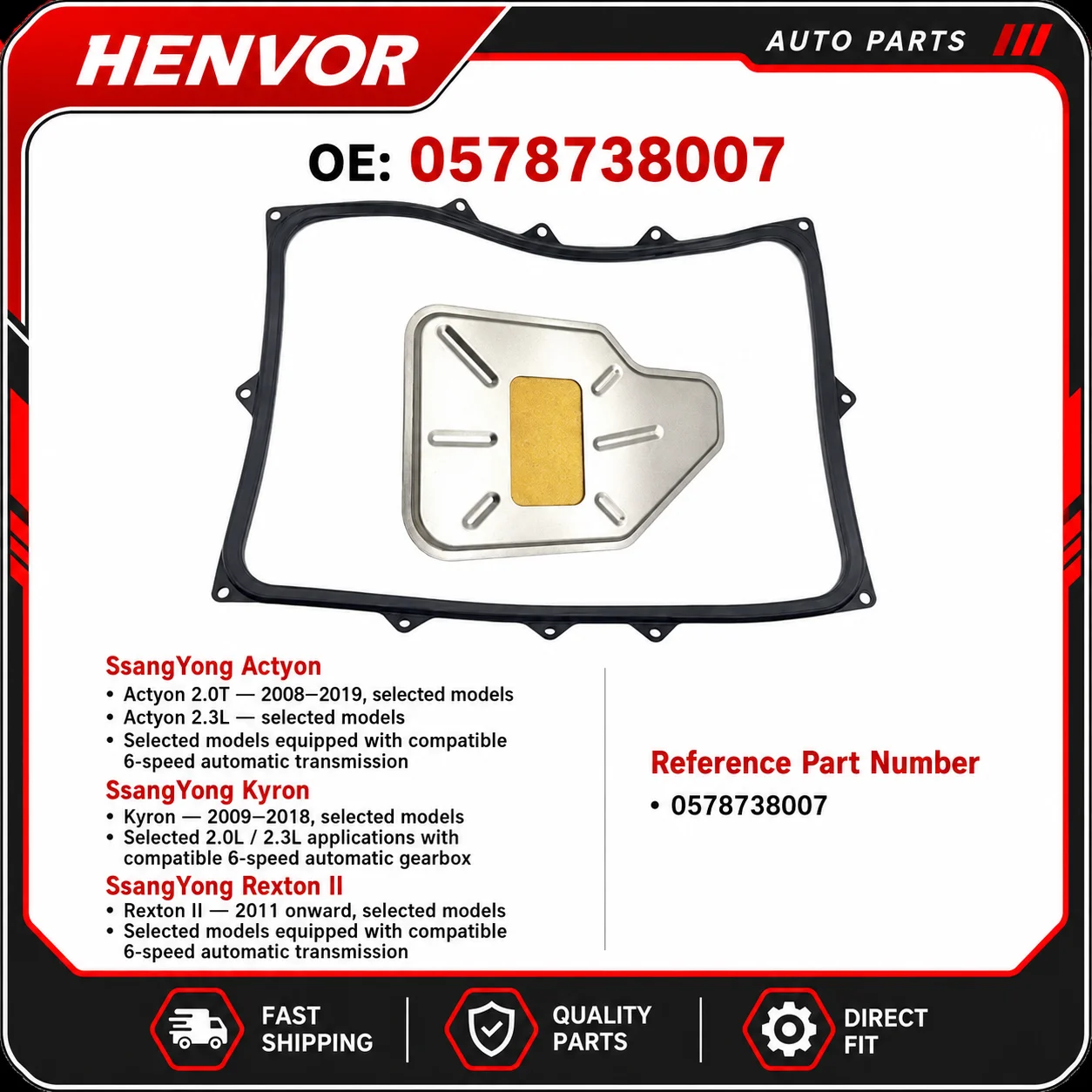 0578738007 6-Speed Transmission Oil Filter for SsangYong Actyon Kyron Rexton II 2.0T 2.3L Gearbox Parts