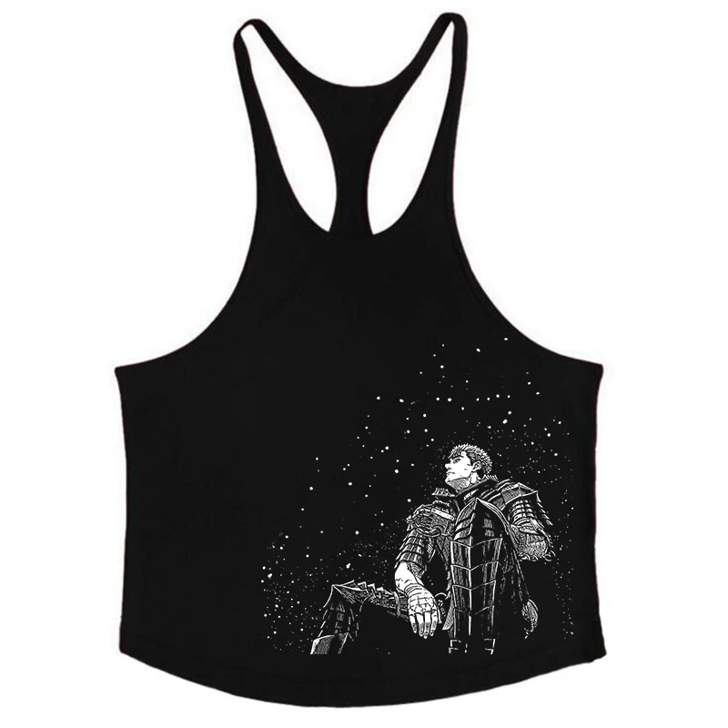 Berserk Grafik-Tanktop aus Baumwolle für Herren, Sommer, ärmellos, Y-Back-Weste, für Fitness, Muskeltraining, sportliches Workout, Unterhemd, Activewear – Detail 13