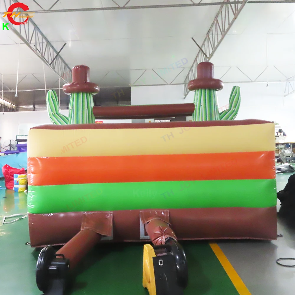 Navio de ar rápido 4.5x3.5x2.6mh west tema cactus bola arma jogo de tiro inflável carnaval brinquedos com ventilador para aluguel de festa