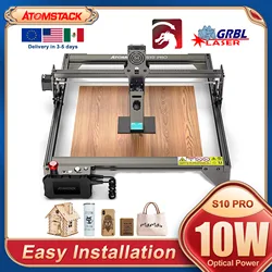 AtomStack S10 PRO 50W Laser Cutter Bluetooth DIY CNC Cutting Engraving Machine Marking Wood Painted Metal Acrylic Glass Leather