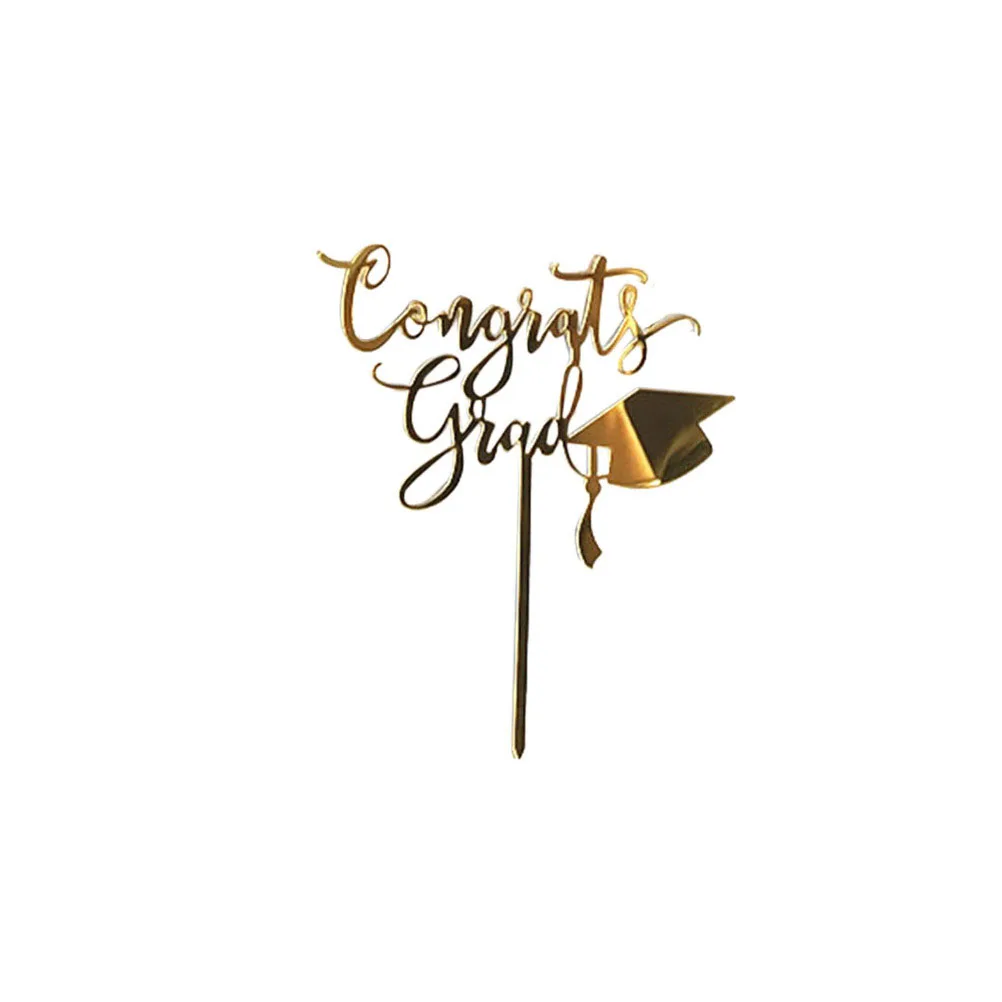 

10 Pcs Graduation Cake Toppers Acrylic Letter Design Black Decorations Eco Friendly Material Party Banquet Prom School