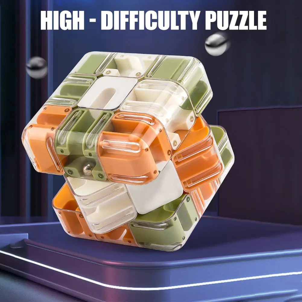 

Dual Mode Maze Ball Puzzle Toy 6-Side Rotating Brain Teaser Kids Adults Educational Logic Training Hand Eye Coordination Game