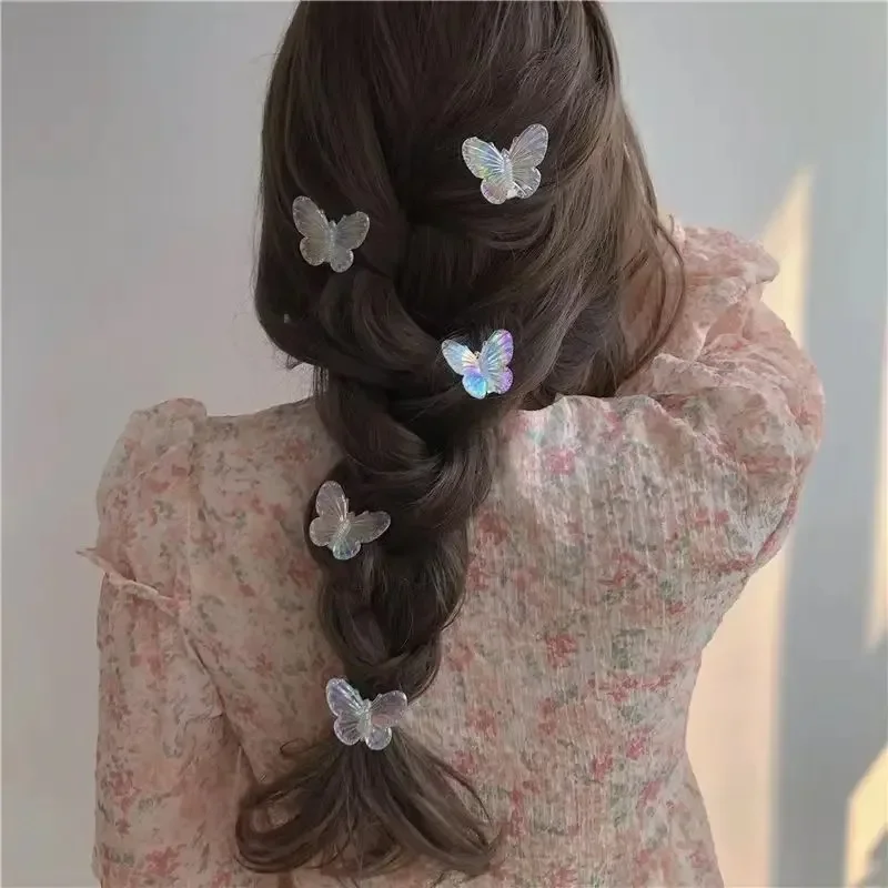 5pcs/set Cute Colourful Butterfly Hairpin for Women Sweet  Mini  Mermaid Hair Clip Simple Duckbill Clip Hairbows for Girls