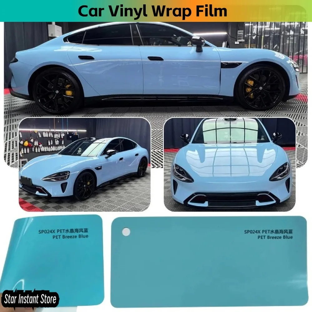 

Super Gloss Sea Breeze Blue Vinyl Wrap Film, PET Liner Bubble Free Technology, Fantasy Color Car Wrap for Auto Decoration