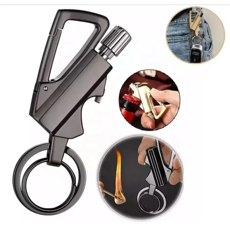 Multi-function Portable Match Lighter,Metal Mountaineering Keychain Ring Lighter, Waterproof Outdoor Men's Waist Buckle - view 3