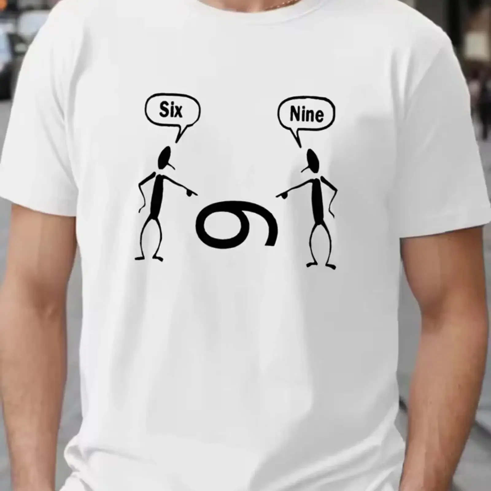 Lustiges Strichmännchen Perspektive T Shirt Herren Six Nine Grafik schwarz Baumwolle vintage Washed fashion Slightly streetwear