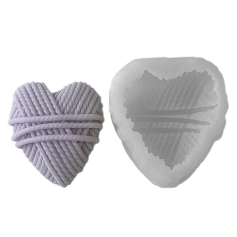 

M2EA Soap Molds Ornament Molds Knitting Heart Shaped Figurine Molds Mould Silicone Material Gift for Hand-Making Lover