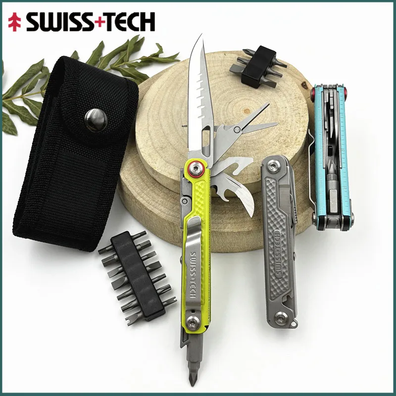 

New SWISS TECH 11 in 1 Mini Multitool Knife Folding EDC Outdoor Camping Survival Tools Pocket Knife Scissors Screwdriver