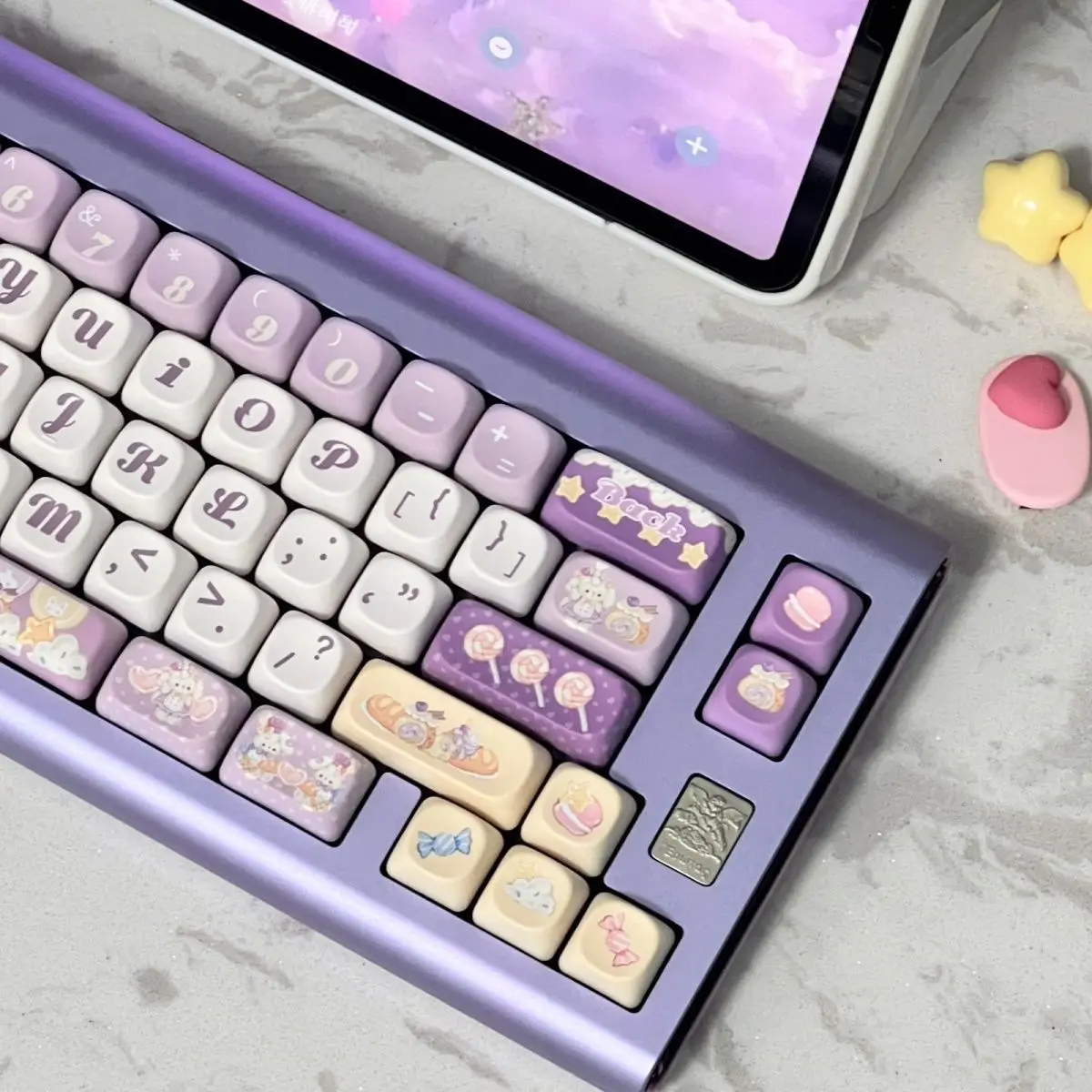 

138 Cute Keycap Keys Purple Sweet Candy Rabbit Moa Five-Sided Sublimation Mechanical Keyboard Universal PBT Girls DIY Keycap