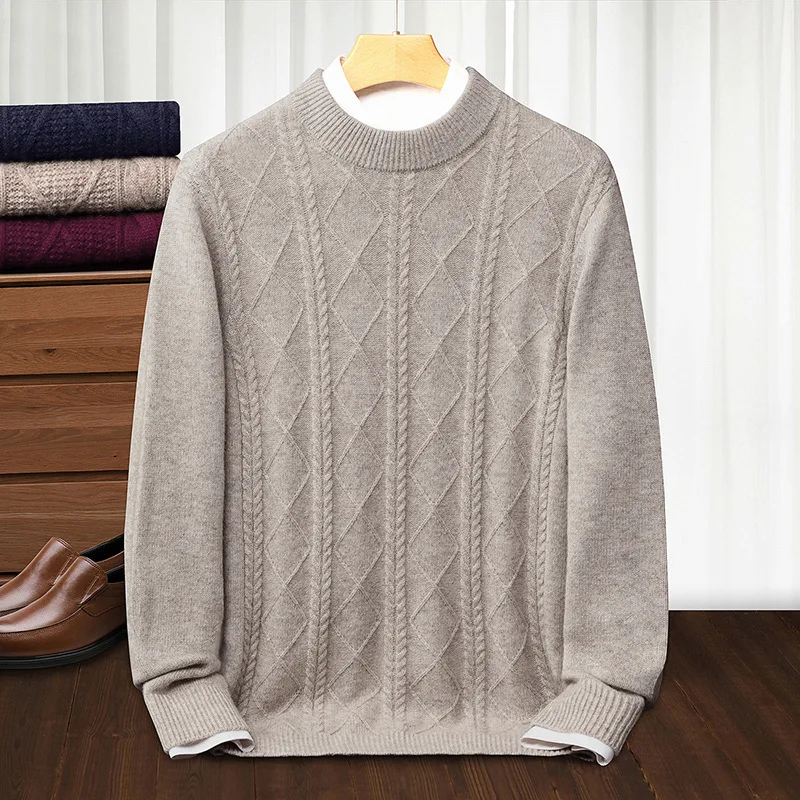 Fashion Jacquard Thickened Wool Men Sweater Men's Sweater Dad