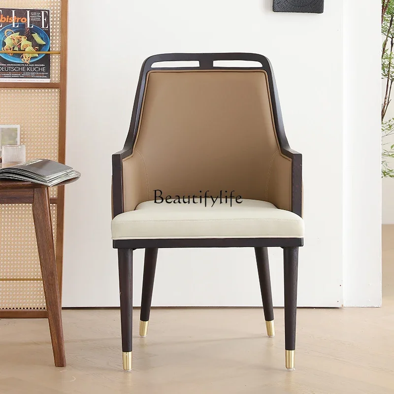 

yj5 New Chinese Style Sales Office Negotiation Chair Modern Simple Hotel Lobby Reception Solid Wood Dining Chair