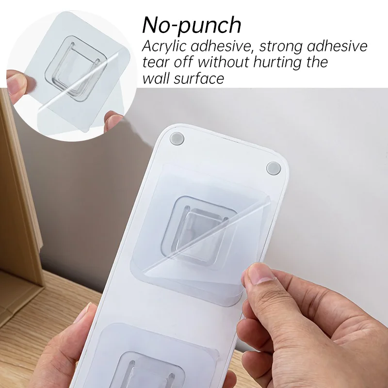 2-40Pcs Self-adhesive Hook Strong Transparent Suction Cup Sucker Hooks Kitchen Bedroom Bathroom Hook Kit Plug Socket Holders