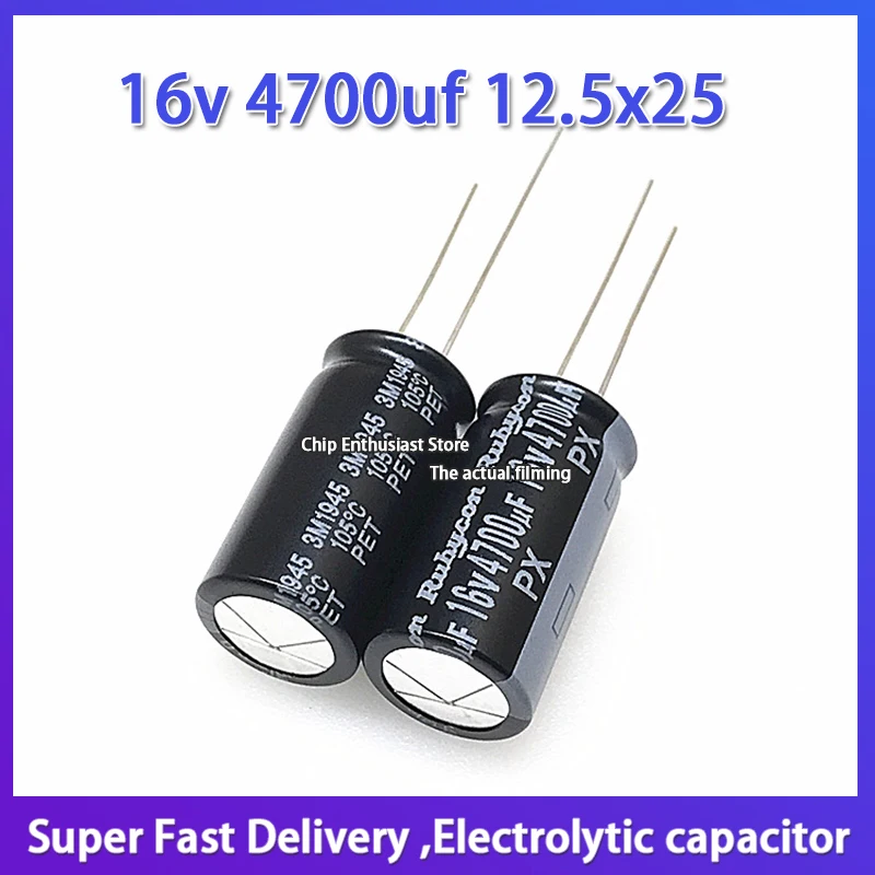 

5pcs New Rubycon imported aluminum electrolytic capacitor 16v 4700uf 12.5x25 Ruby capacitor PX