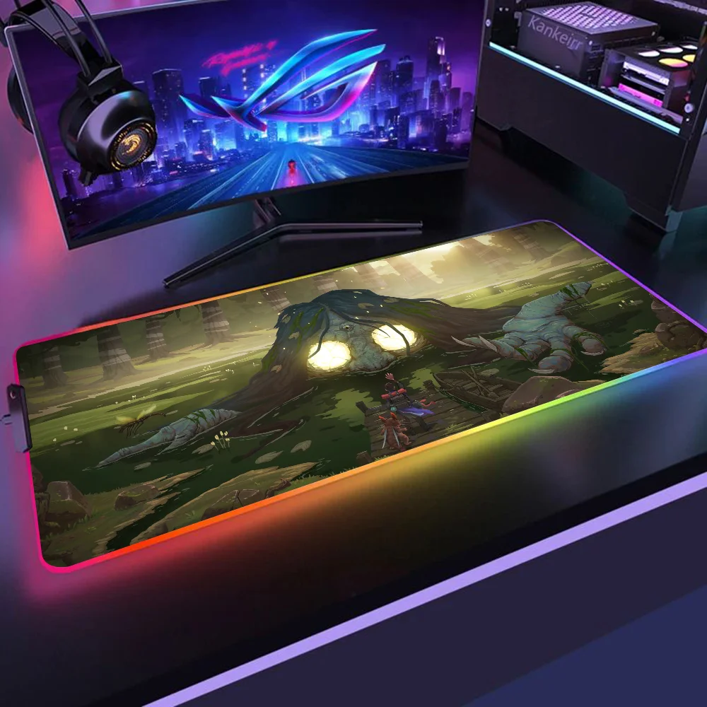 Swamp Monster Muismat XXL RGB Gaming Muismatten HD Zwart Gamer Accessoires Grote LED