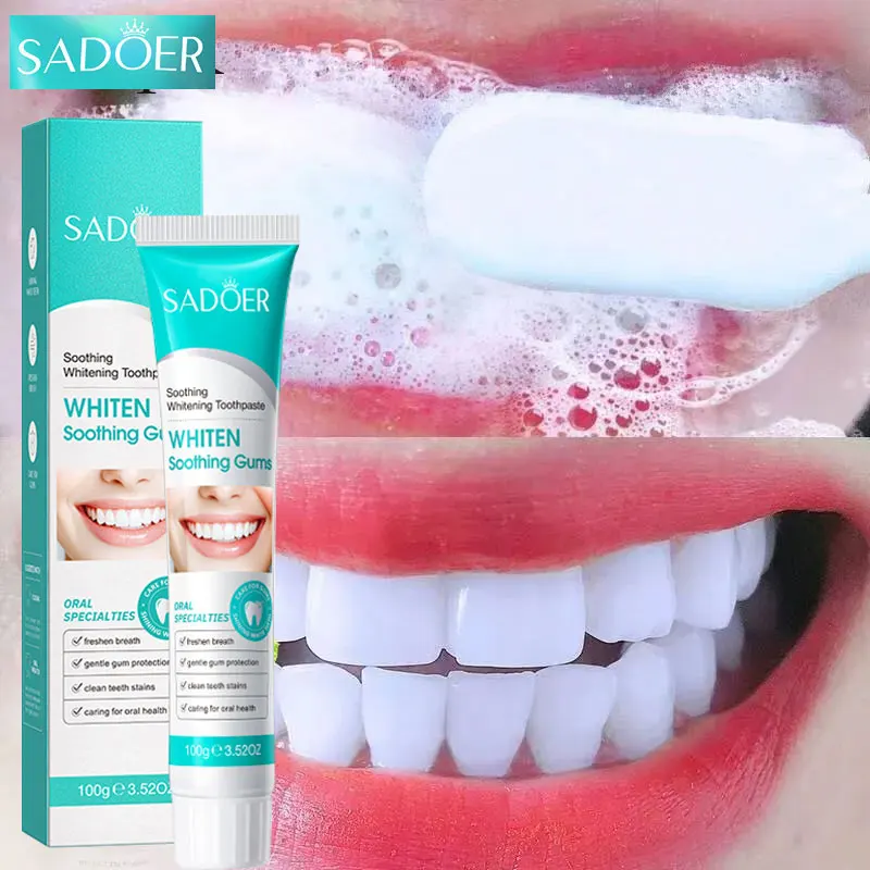 SADOER RtopR pasta de dientes blanqueadora limpiadora de dientes elimina las manchas 100g pasta de dientes aliento fresco productos sólidos para el cuidado de los dientes