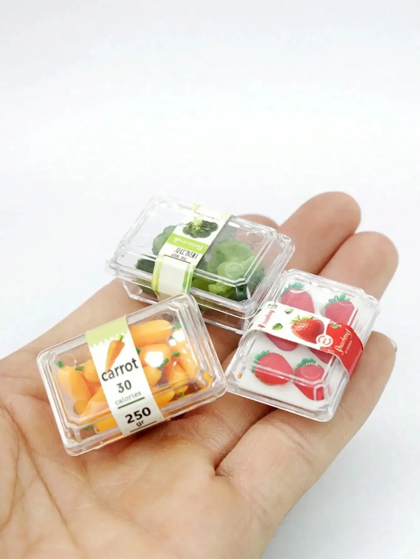 1/12 Scale Boxed Simulated Fresh Fruits & Veggies Miniatures, Dollhouse Food Model for Supermarket Scene Accessories