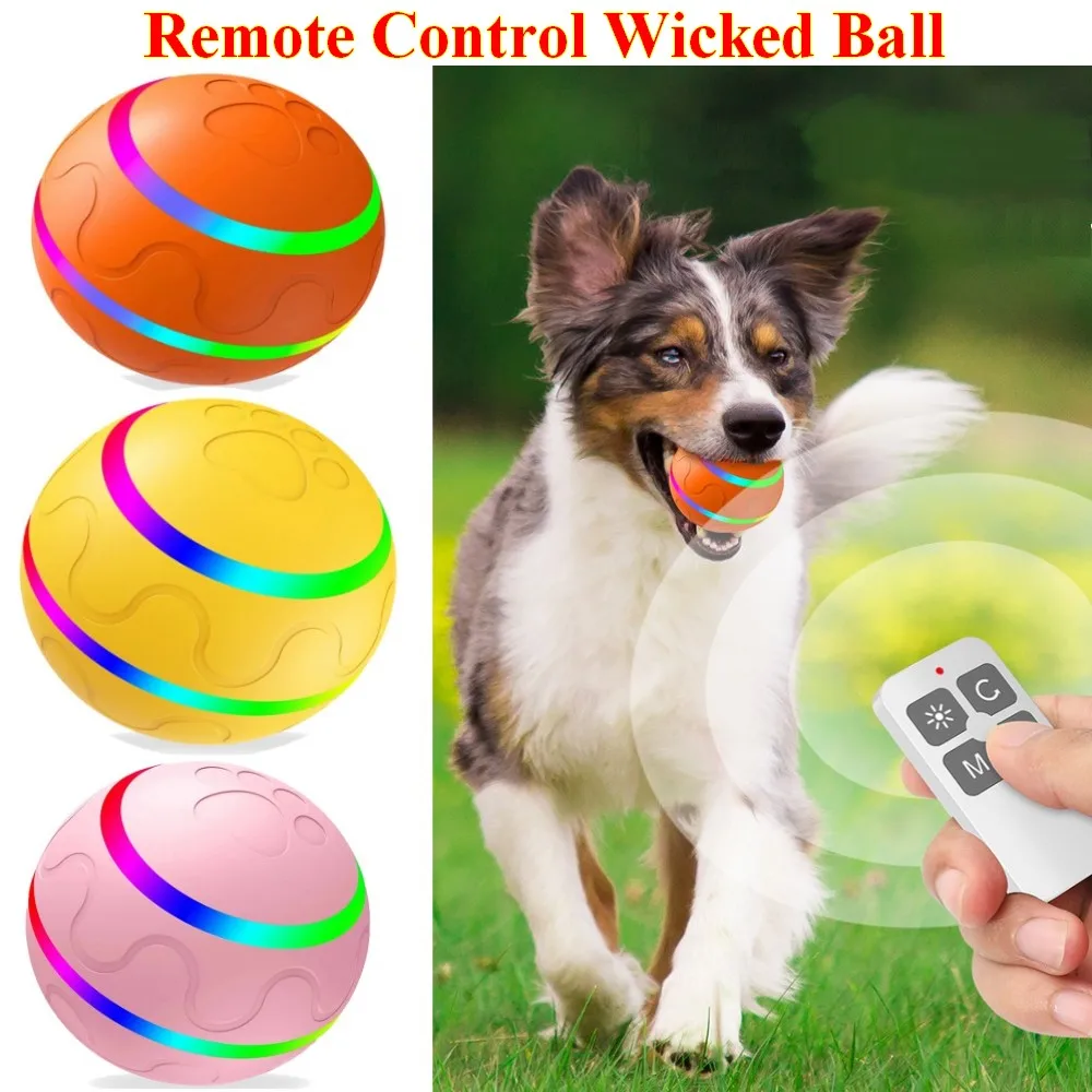 Interactive Dog Toy Wicked LED Ball for Indoor Cat Dogs Motion Activated USB Rechargeable Remote Control Optional Drop Shipping