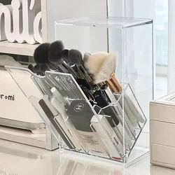 Clear Cosmetic Brush Storage Box Makeup Brush Holder with Lid Large-Capacity Slant Lipstick Container Cosmestic Brushes Holder