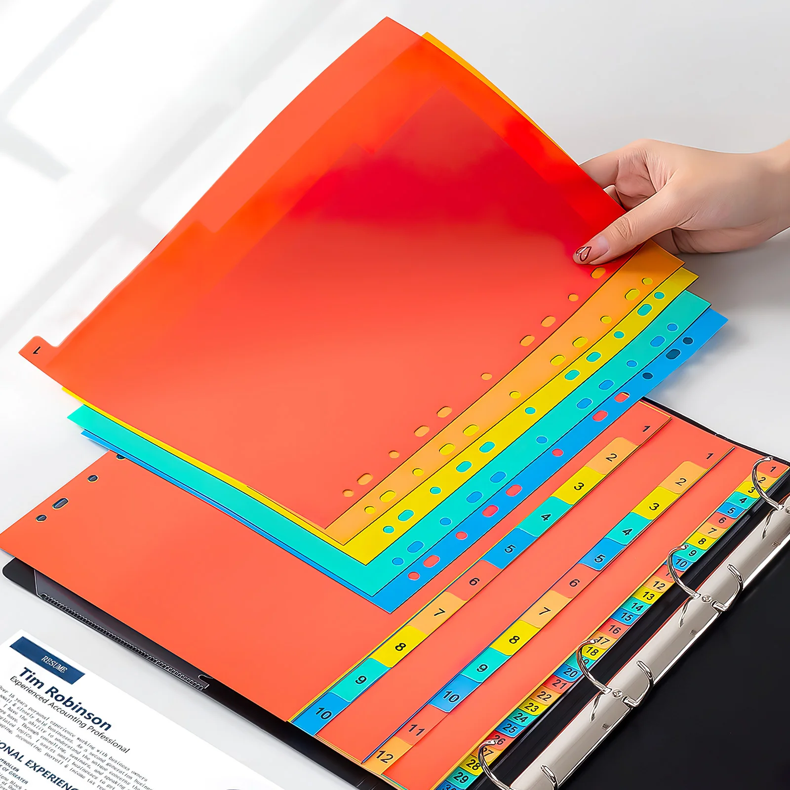 1 مجموعة A4 فواصل الموثق البلاستيكية المفكرة مقسم علامات التبويب علامات الصفحة للمدرسة مكتب مجلد فواصل A4 فضفاضة ورقة البلاستيك الموثق #4