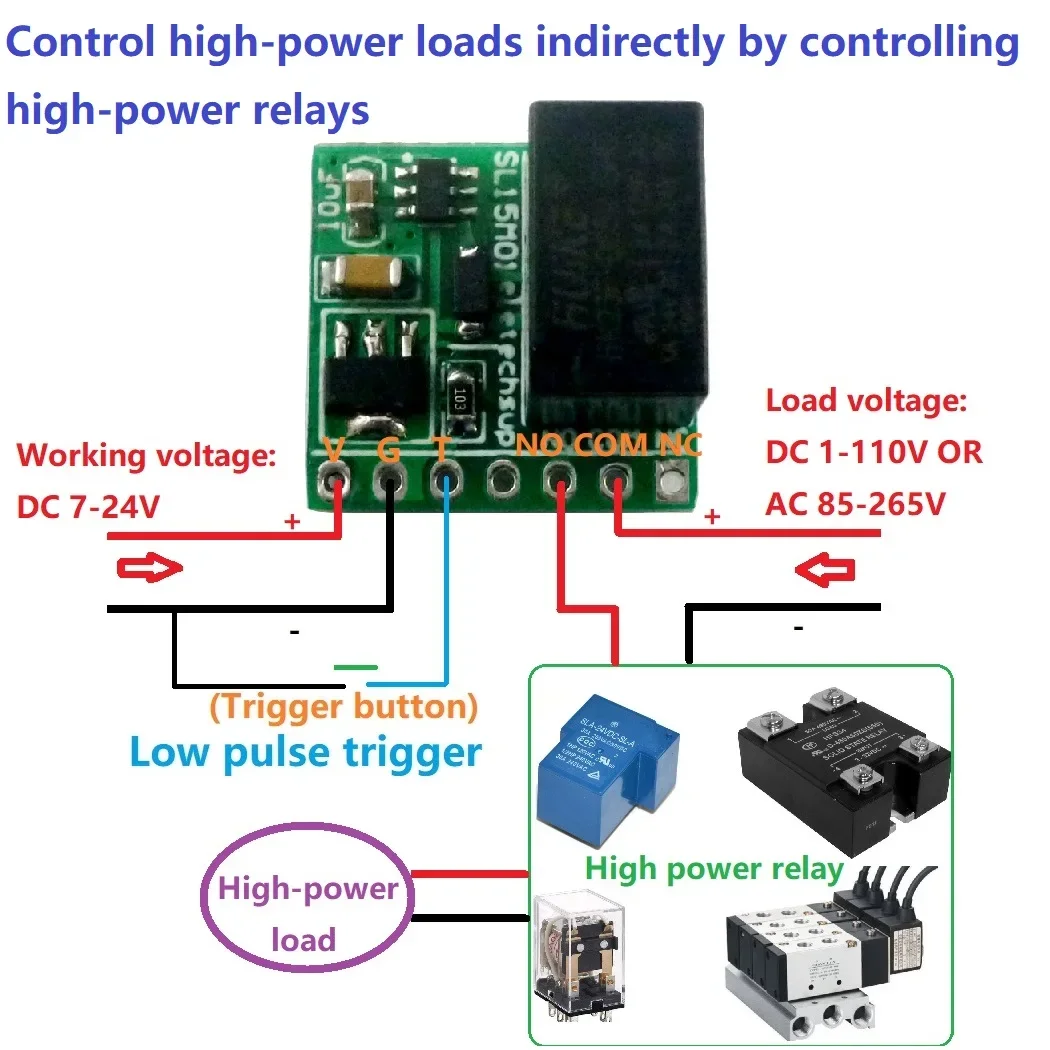 5PCS Mini Bistable Latching Relay Module DC7-24V Pulse Trigger 2A Self-lock Relay for Smart Home MCU LED Light