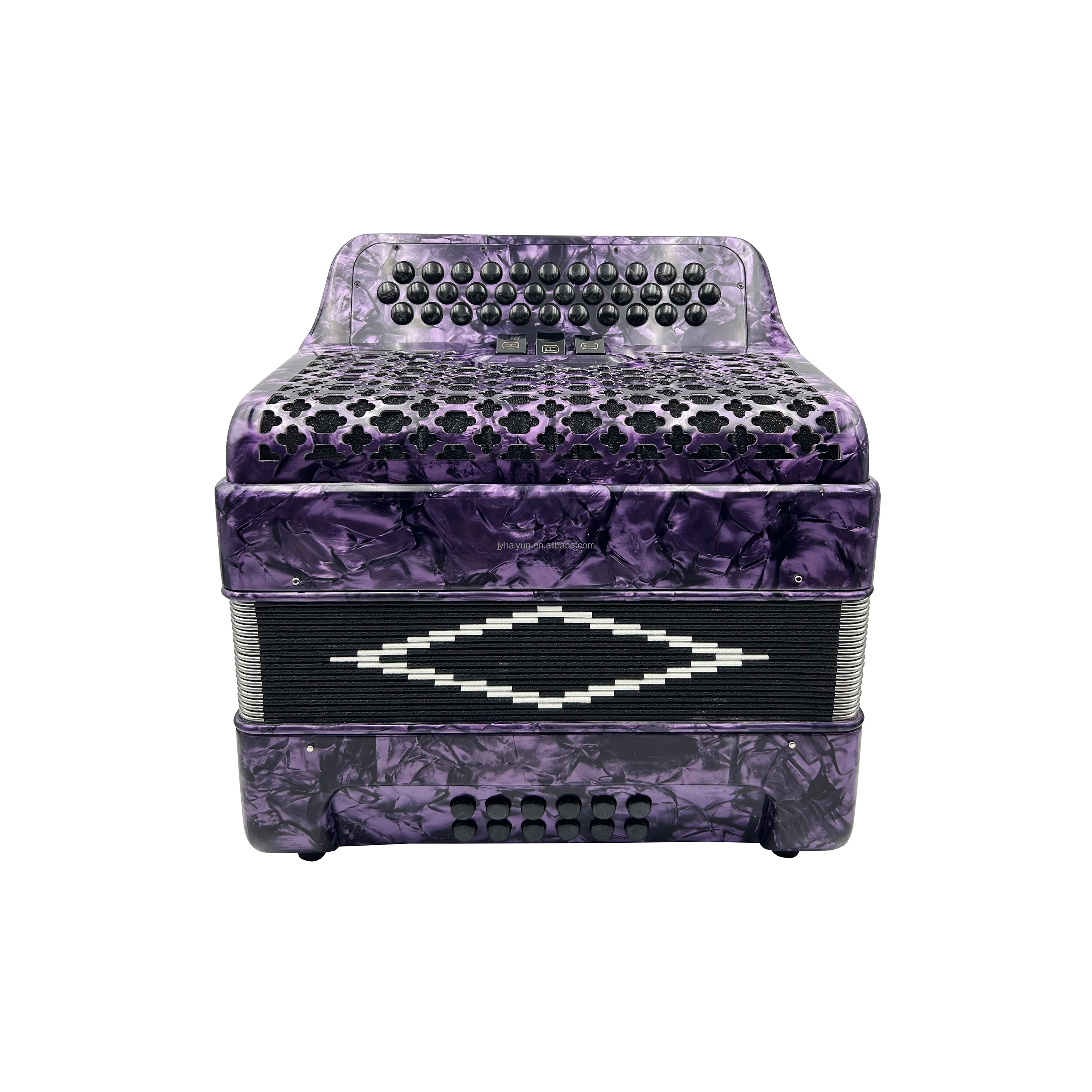 

Professional 34-Button 12-Bass 3-Register Purple Celluloid Accordion Instrument Black Buttons JB3412B Acordeon