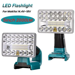 Latarka LED na zewnątrz bezprzewodowy reflektor do Makita 14.4V 18V LXT BL1430 BL1850 BL1860B akumulator litowo-jonowy 2000lm 5 cali z USB